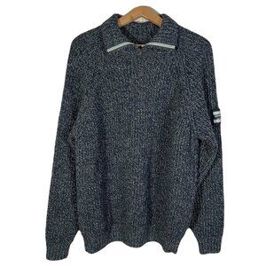 Henri Lloyd Men's 100% Wool Black and White Knit Collared Sweater Size M